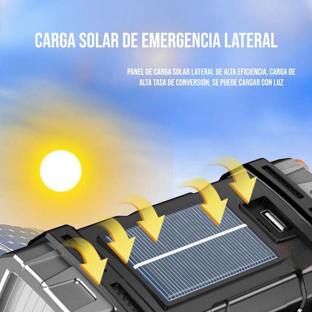 LINTERNA LÁMPARA LED SOLAR RECARGABLE USB IMPERMEABLE PORTATIL ALTA POTENCIA - 6
