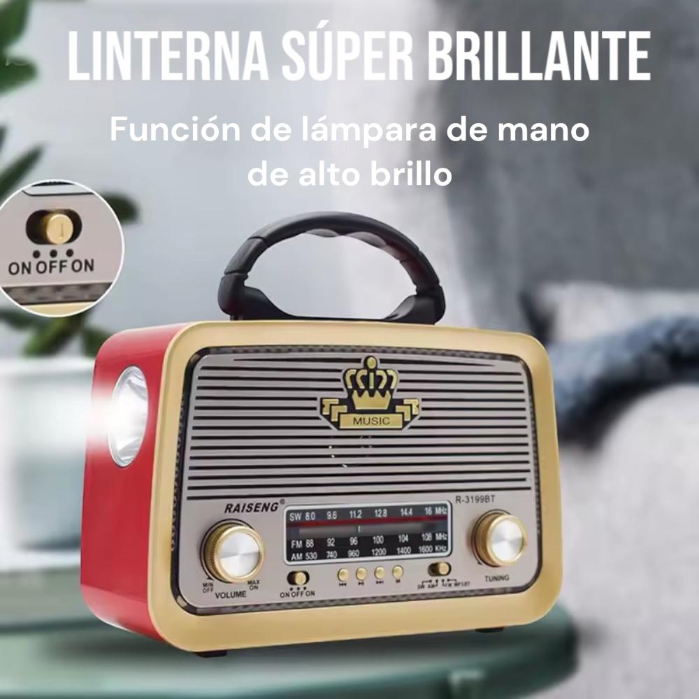 RADIO PORTÁTIL LINTERNA BLUETOOTH RECARGABLE Y A PILAS RETRO VINTAGE Café - 6
