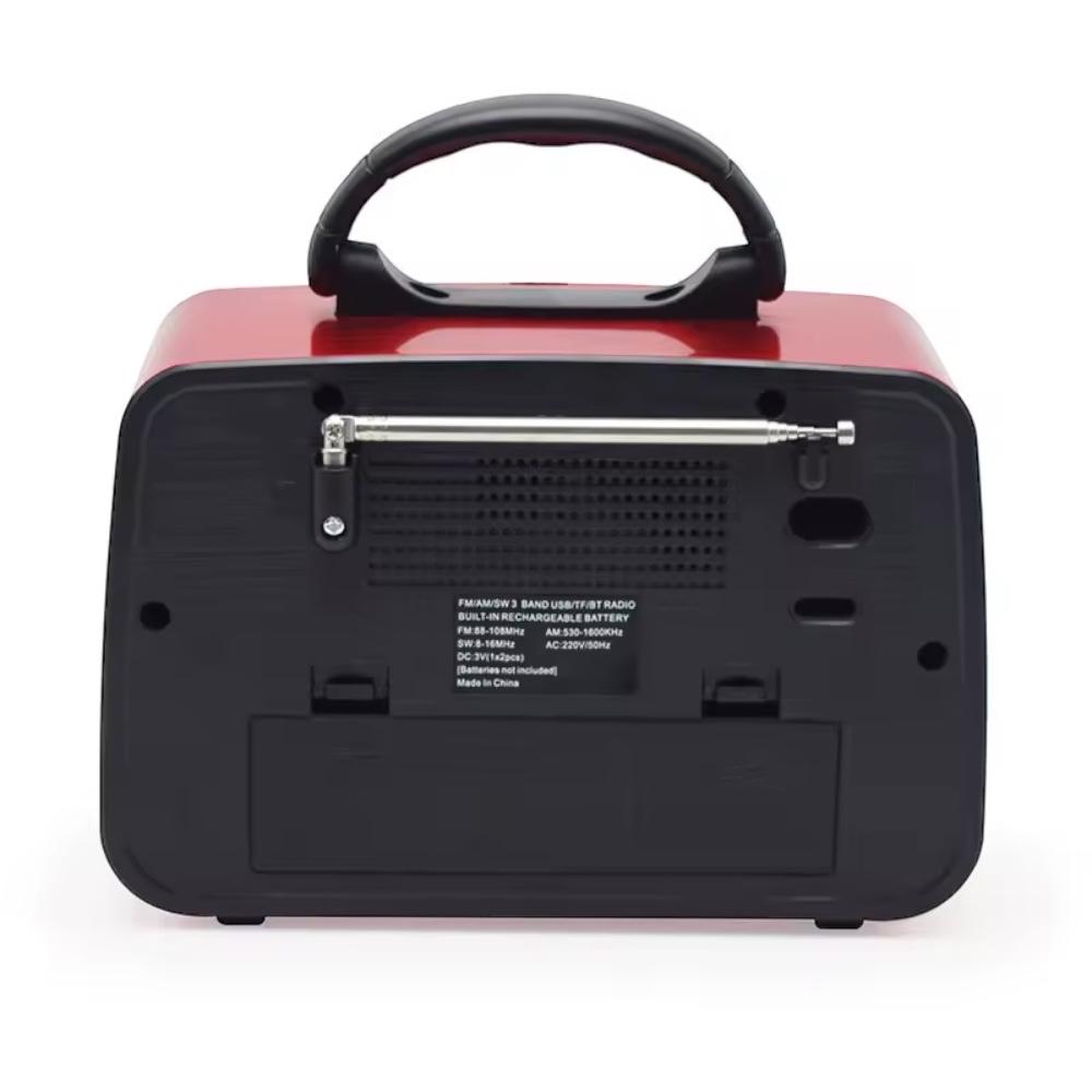 RADIO PORTÁTIL LINTERNA BLUETOOTH RECARGABLE Y A PILAS RETRO VINTAGE ROJA - 5