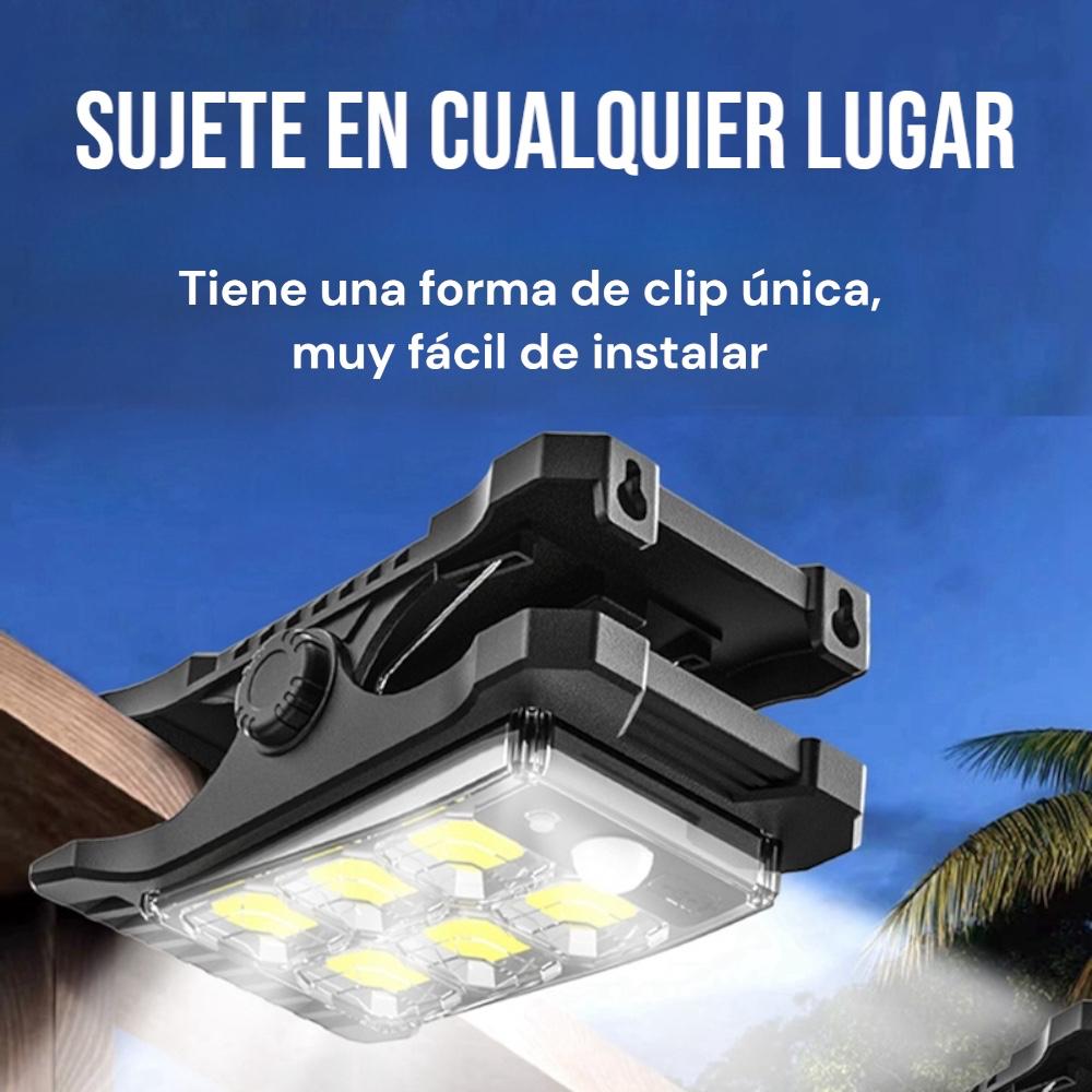 FOCO SOLAR LED CON PINZAS EXTERIOR PORTÁTIL RECARGABLE - 2