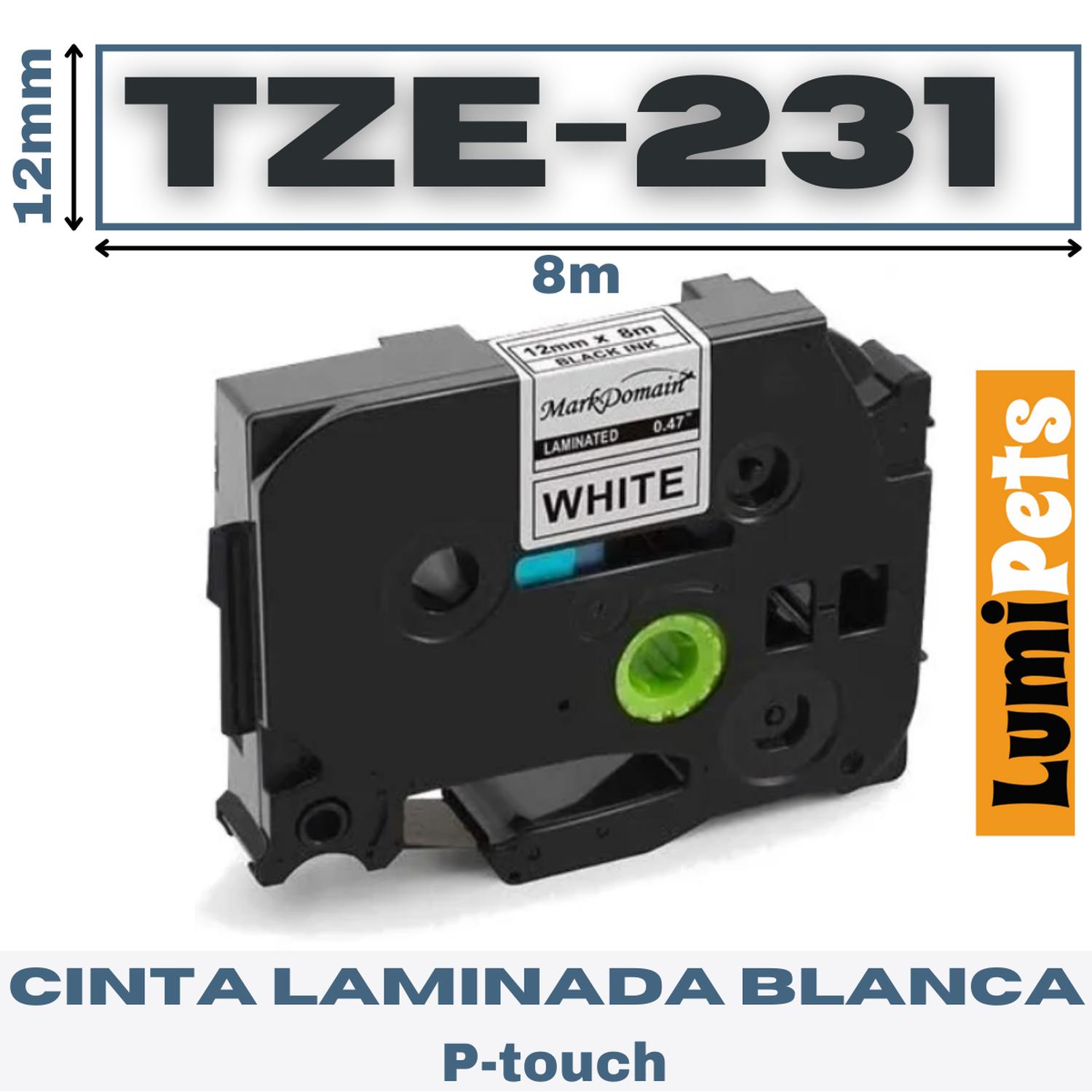 CINTA LUMIPETS TZE-231 PARA ROTULADORA BROTHER MODELO PT 12MM X 8M - 1