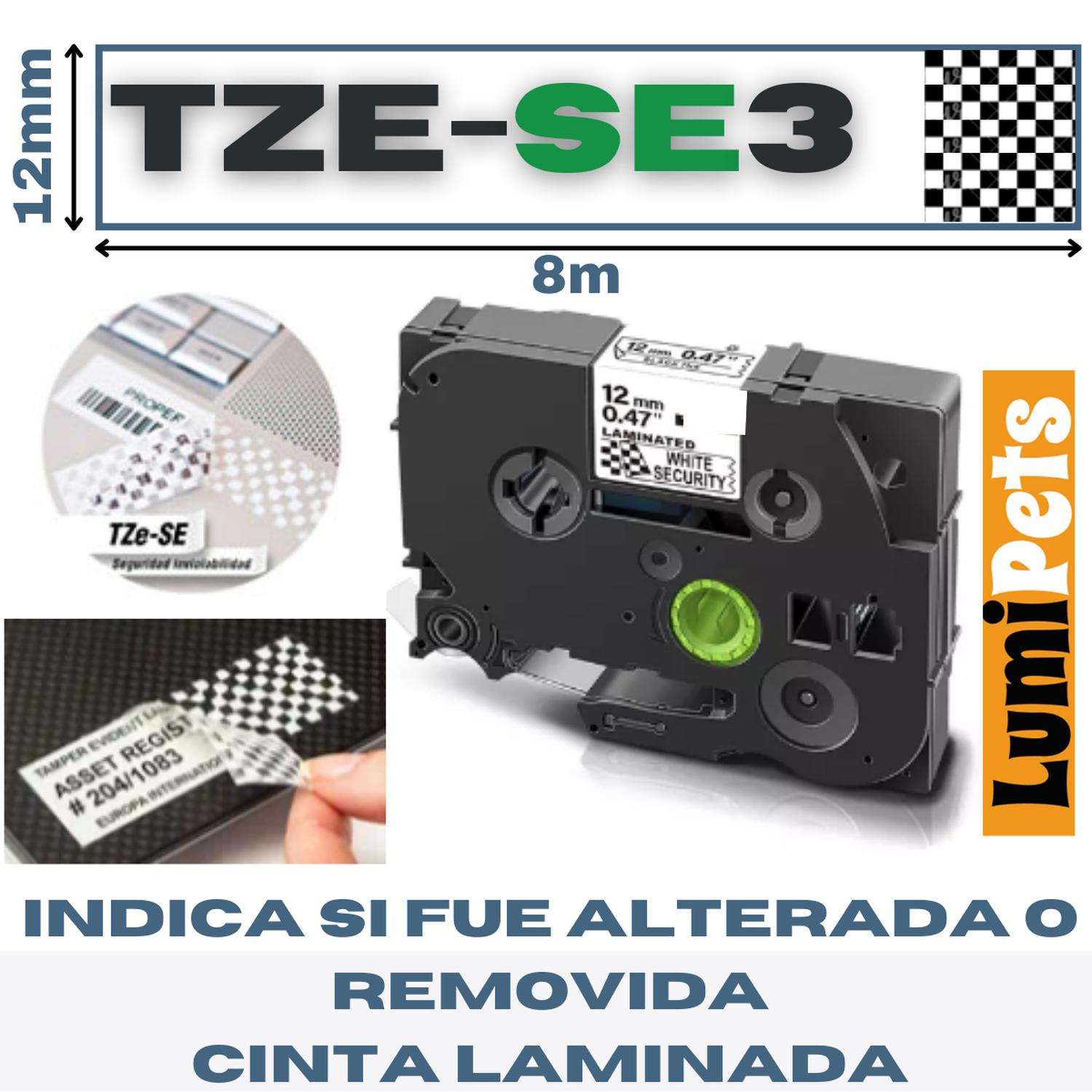 CINTA LUMIPETS TZE-SE3 DE SEGURIDAD PARA ROTULADORA BROTHER PT 12MM X 8M - 1