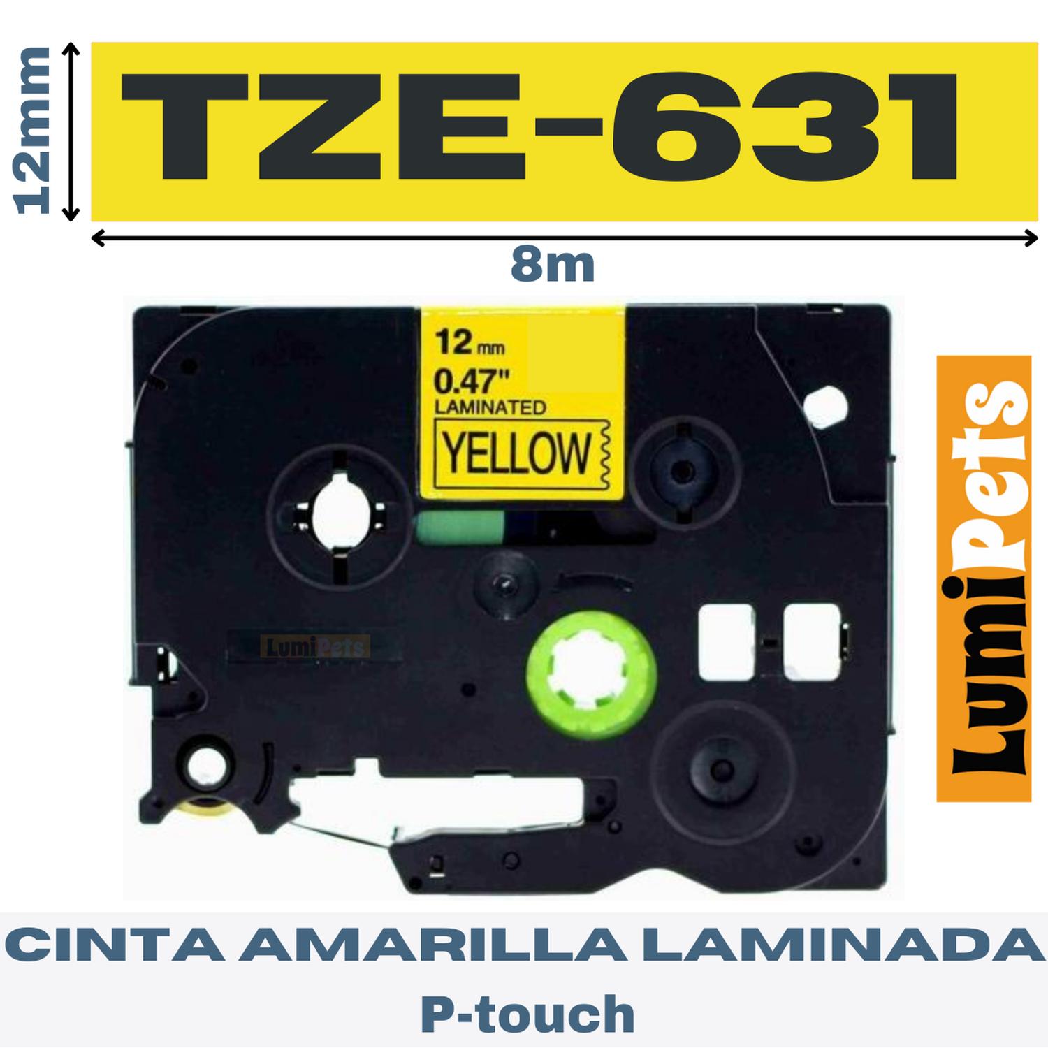CINTA LUMIPETS TZE-631 PARA ROTULADORA BROTHER 12MM X 8M AMARILLA - 1