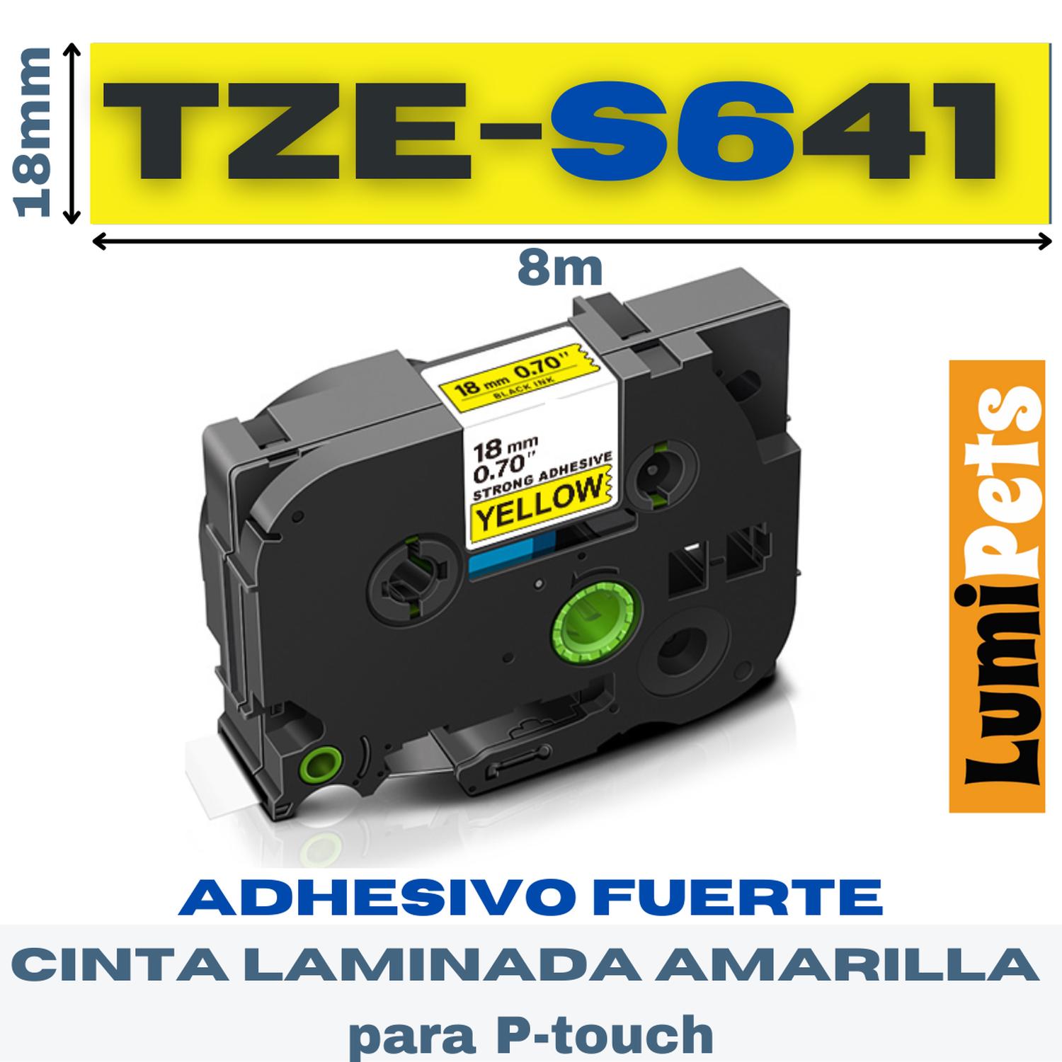 CINTA LUMIPETS TZE-S641 PARA ROTULADORA BROTHER MODELO PT 18MM X 8M ADHESIVO FUERTE - 1