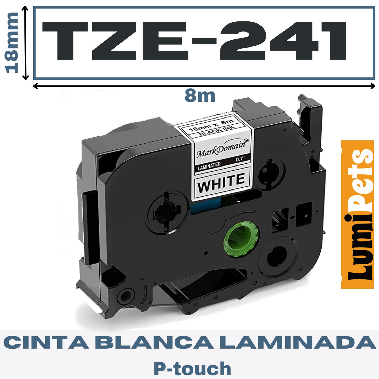 CINTA LUMIPETS TZE-241 PARA ROTULADORA BROTHER MODELO PT 18MM X 8M - 1