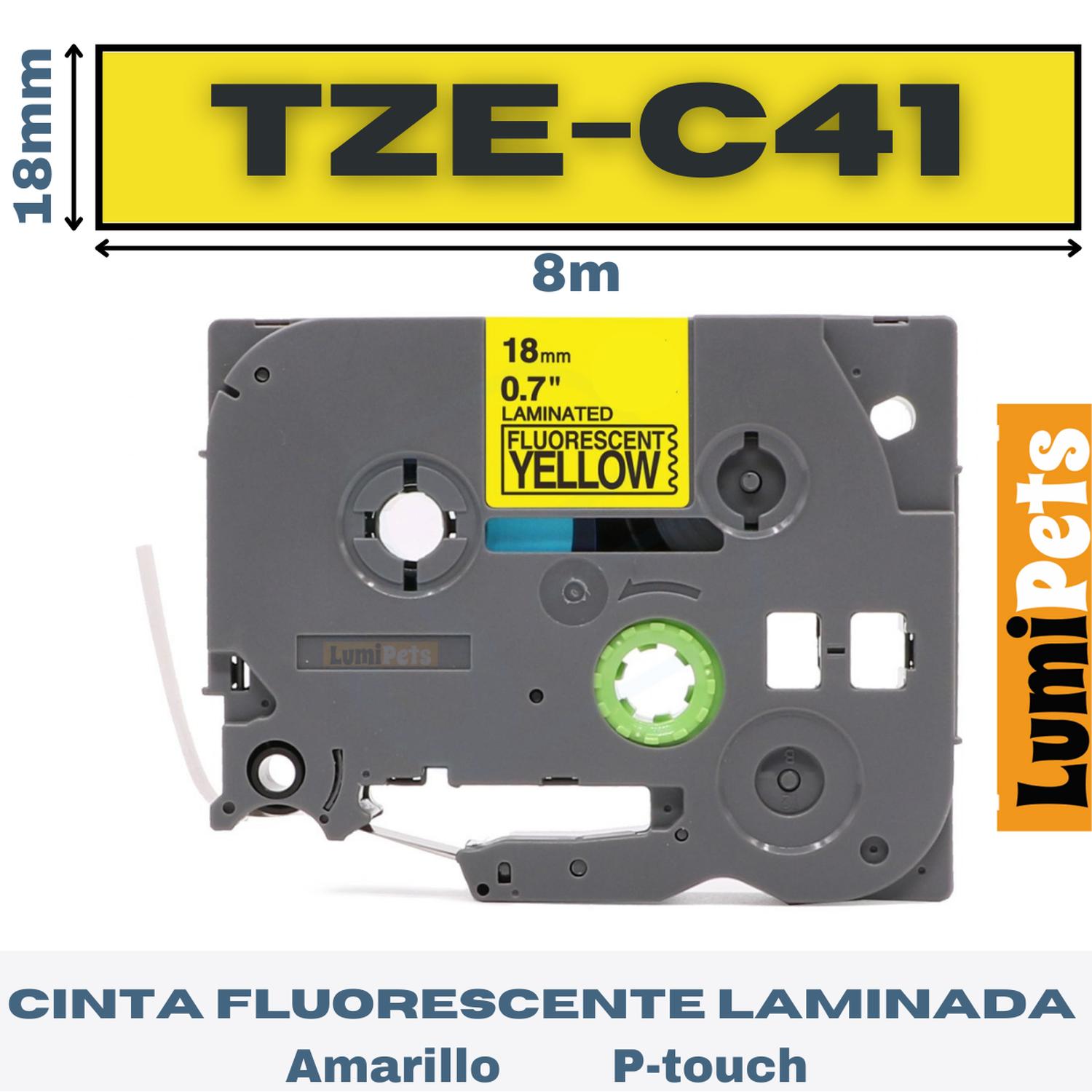 CINTA FLUORESCENTE LUMIPETS PARA ROTULADORA BROTHER TZE-C41 18MM - 2