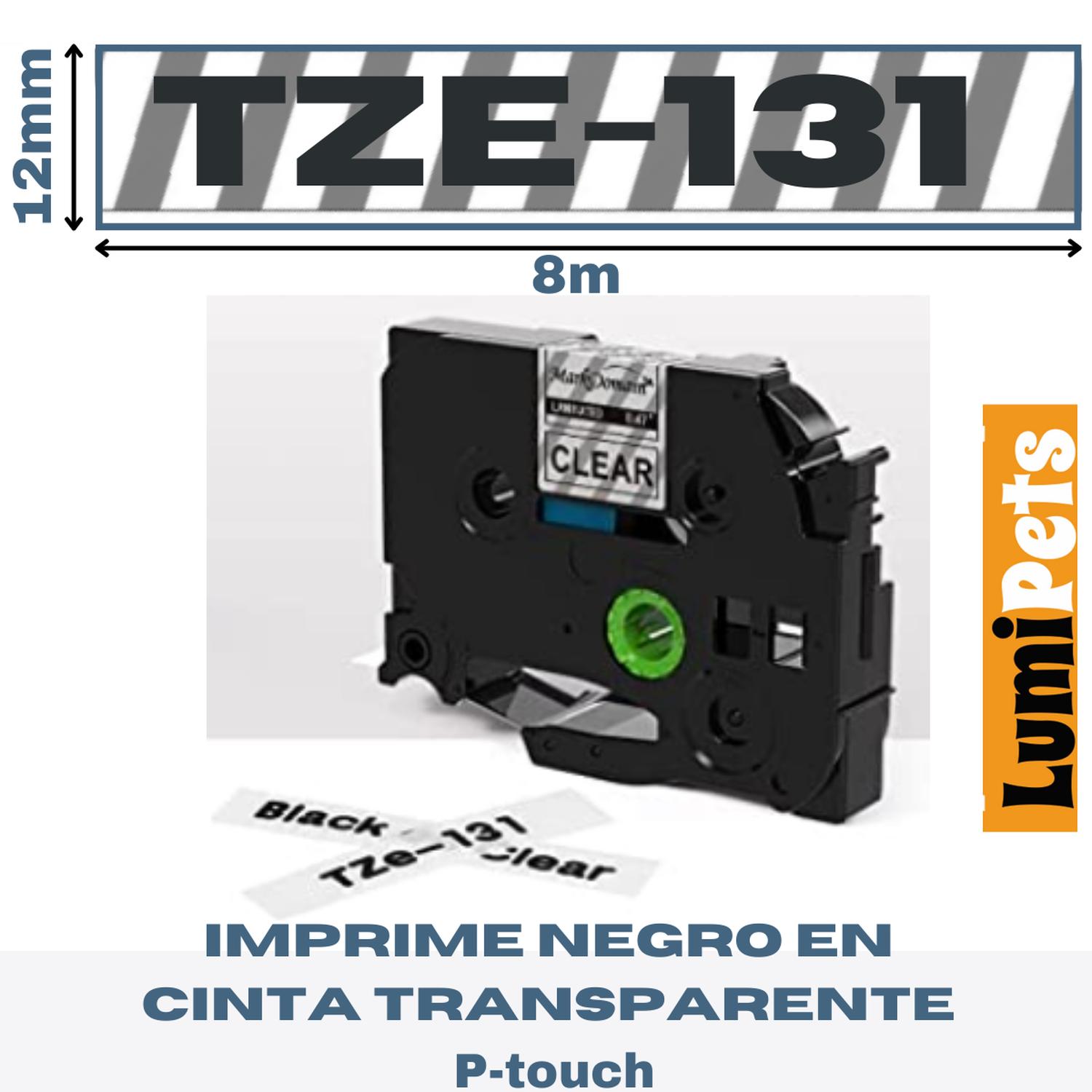 CINTA LUMIPETS TZE-131 TRANSPARENTE PARA ROTULADORA BROTHER 12MM X 8M - 1