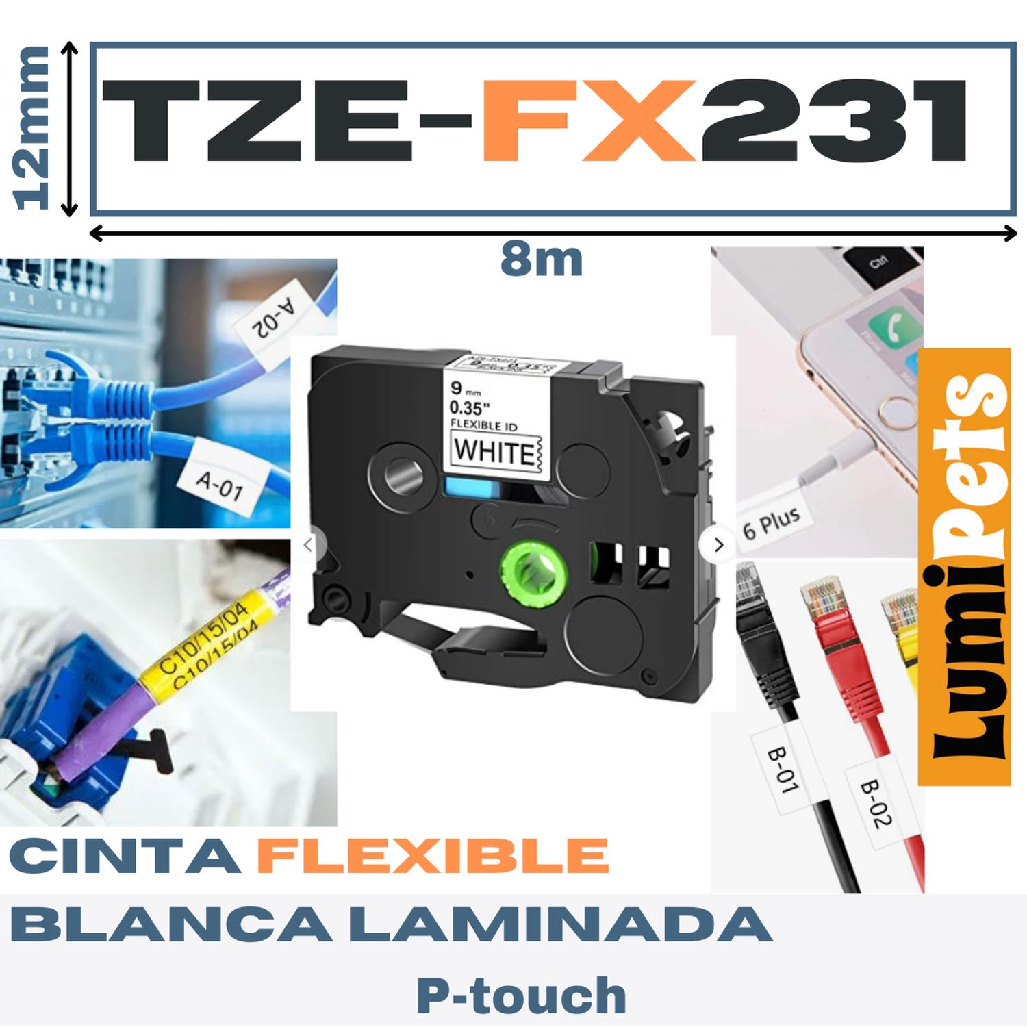 CINTA LUMIPETS TZE-FX231 PARA ROTULADORA BROTHER MODELO PT 12MM X 8M - 1