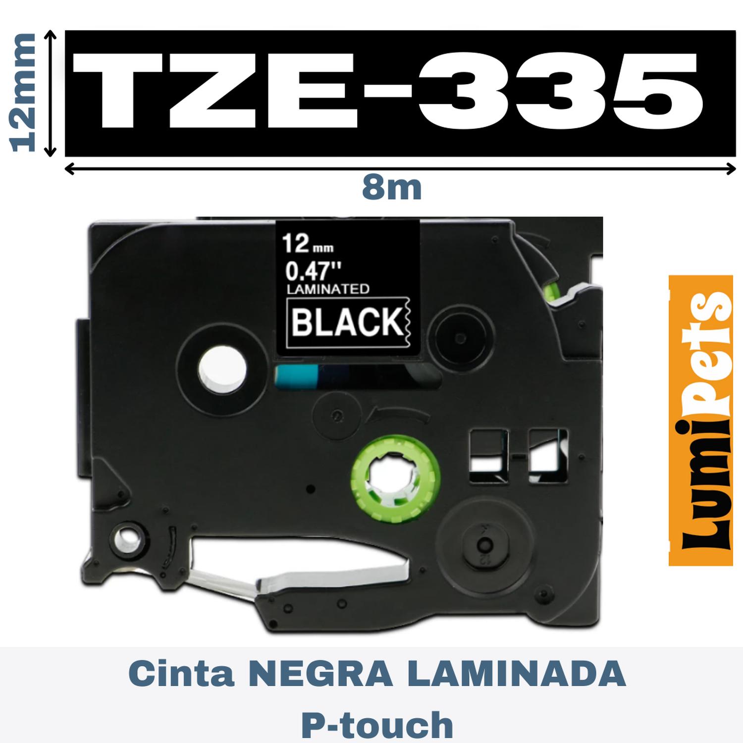 CINTA LUMIPETS TZE-335 PARA ROTULADORA BROTHER MODELO PT 12MM X 8M - 1
