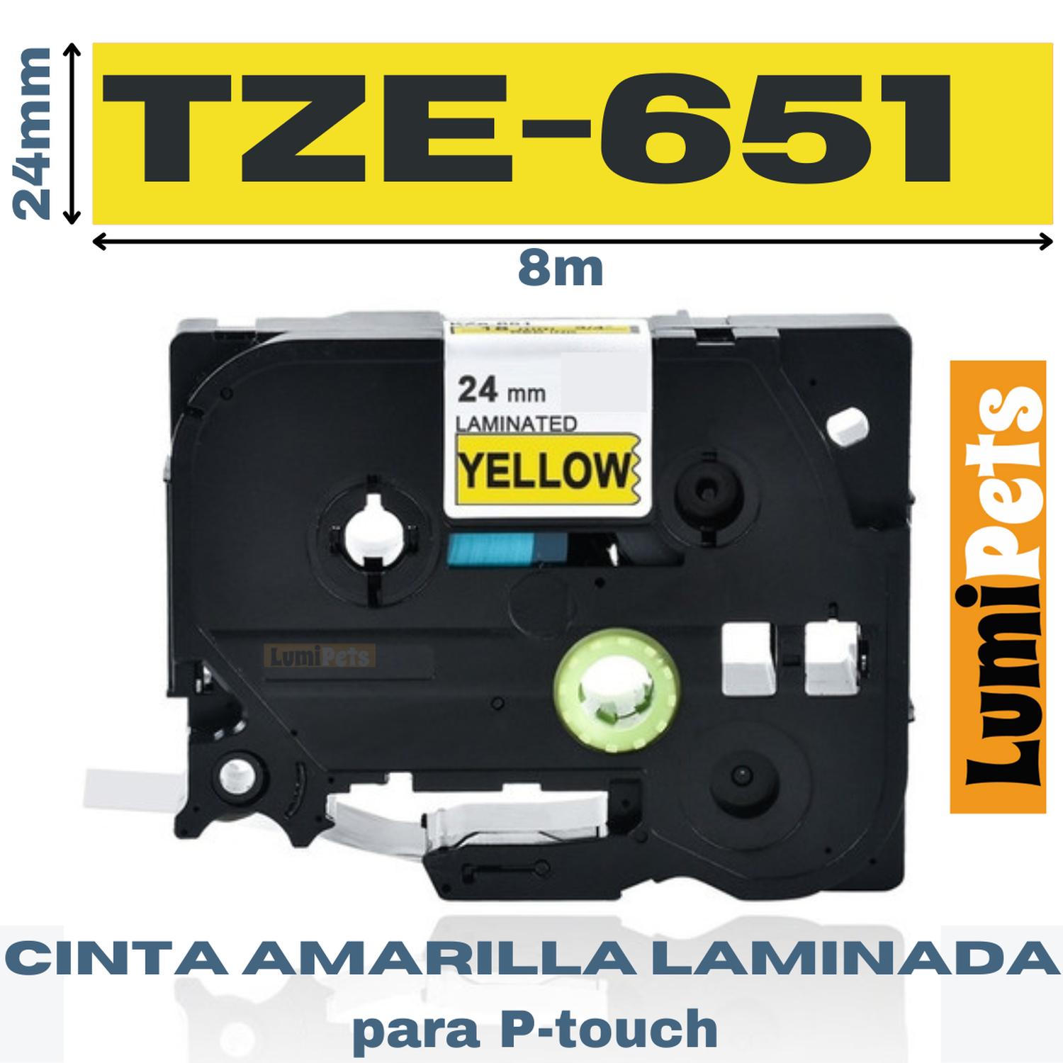 CINTA LUMIPETS TZE-651 PARA ROTULADORA BROTHER MODELO PT 24MM X 8M - 1