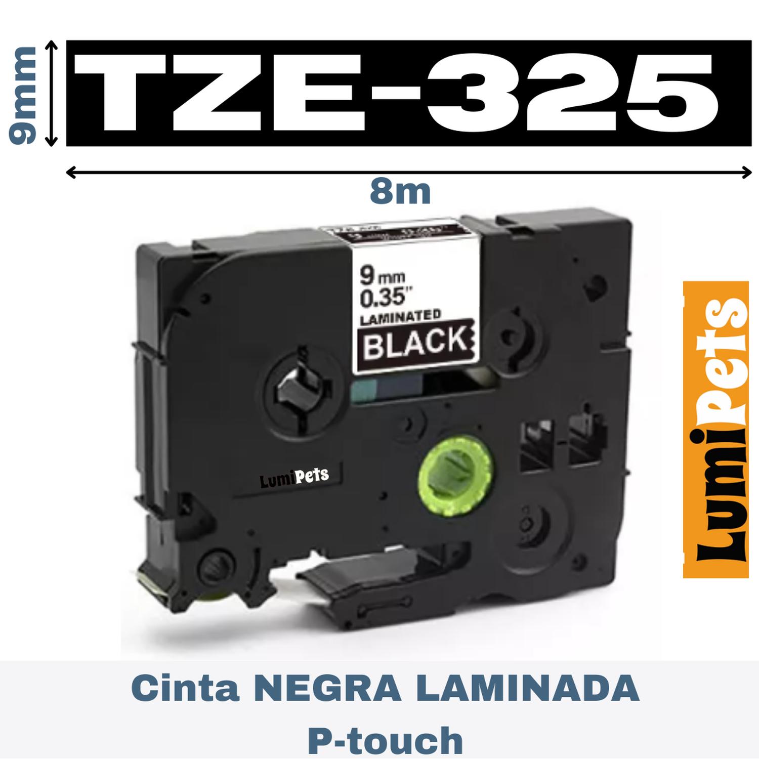 CINTA LUMIPETS TZE-325 PARA ROTULADORA BROTHER MODELO PT 9MM X 8M - 1
