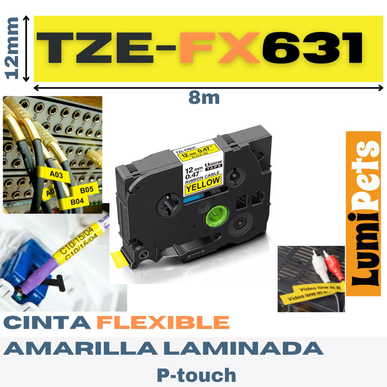 CINTA LUMIPETS TZE-FX631 PARA ROTULADORA BROTHER MODELO PT 12MM X 8M - 2