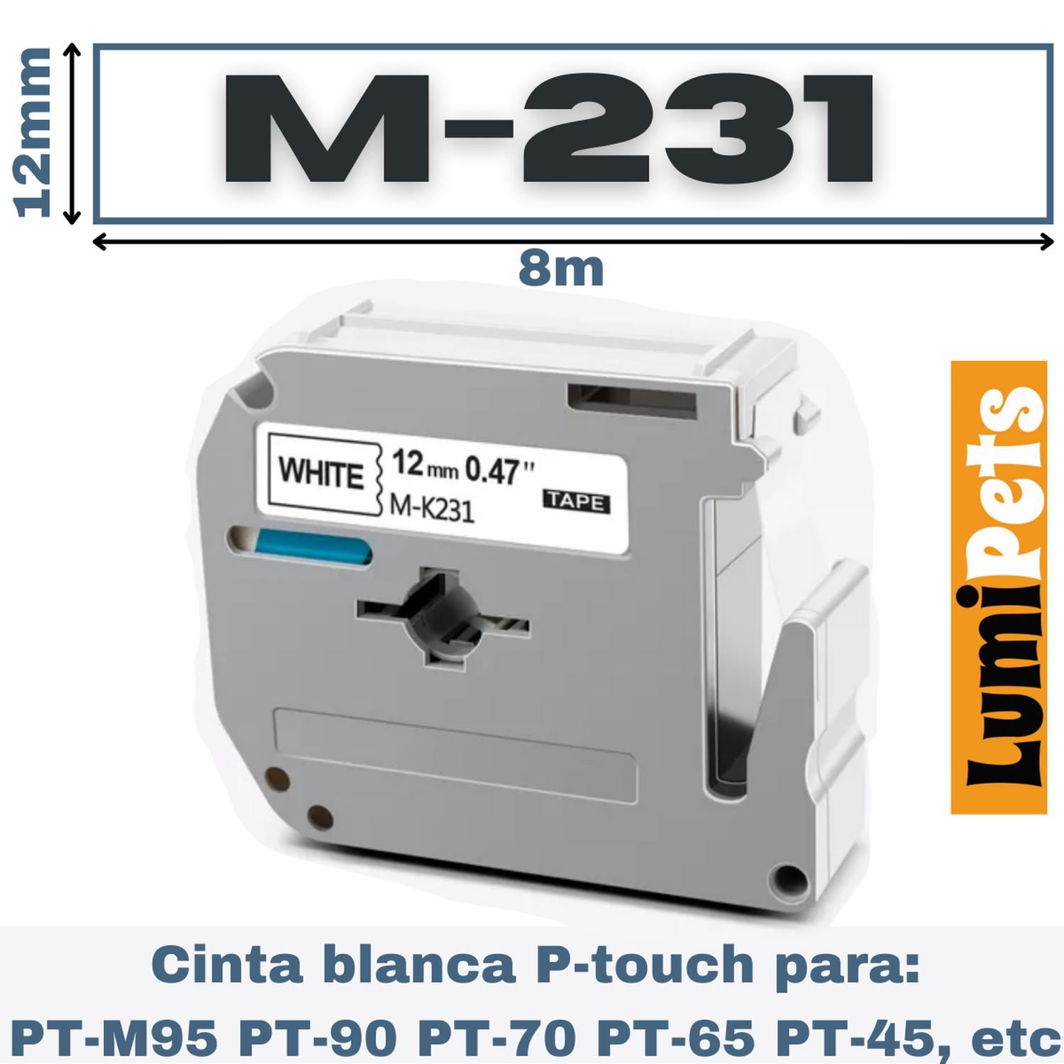 CINTA LUMIPETS M-231 PARA ROTULADORA BROTHER MODELO PT 12MM X 8M - 1