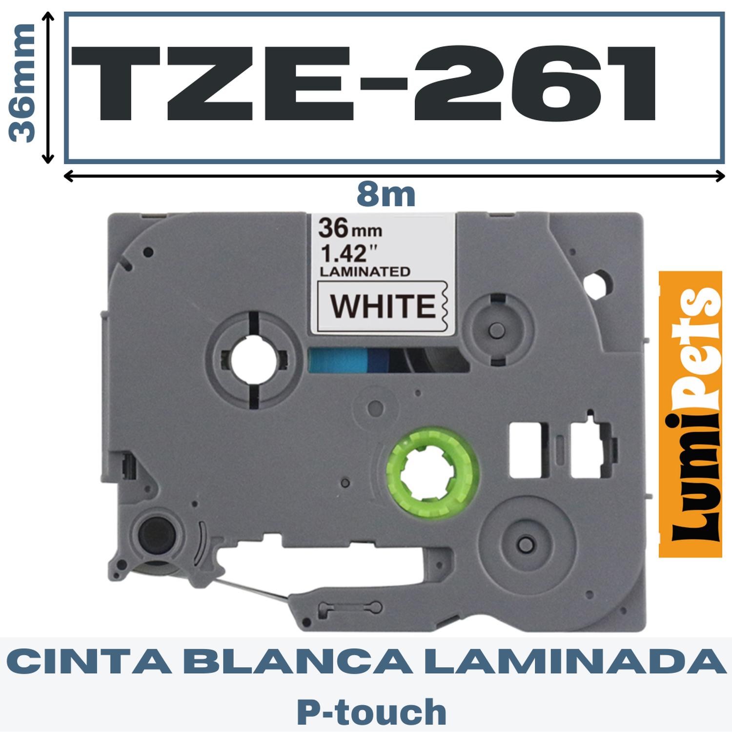 CINTA LUMIPETS TZE-261 PARA ROTULADORA BROTHER MODELO PT 36MM X 8M - 1