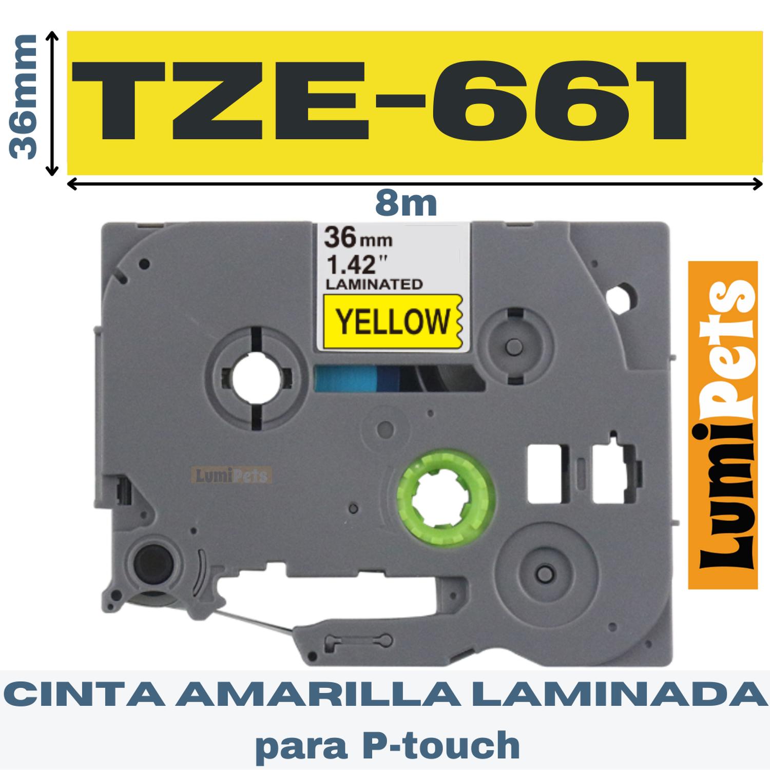 CINTA TZE-661 PARA ROTULADORA BROTHER MODELO PT, 36MM X 8M - 1
