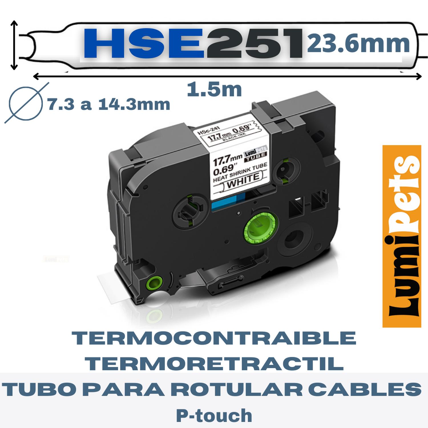 CINTA LUMIPETS TERMOCONTRAIBLE HSE-251 PARA ROTULADORA BROTHER PT 23.6MM TERMORETRACTIL - 1