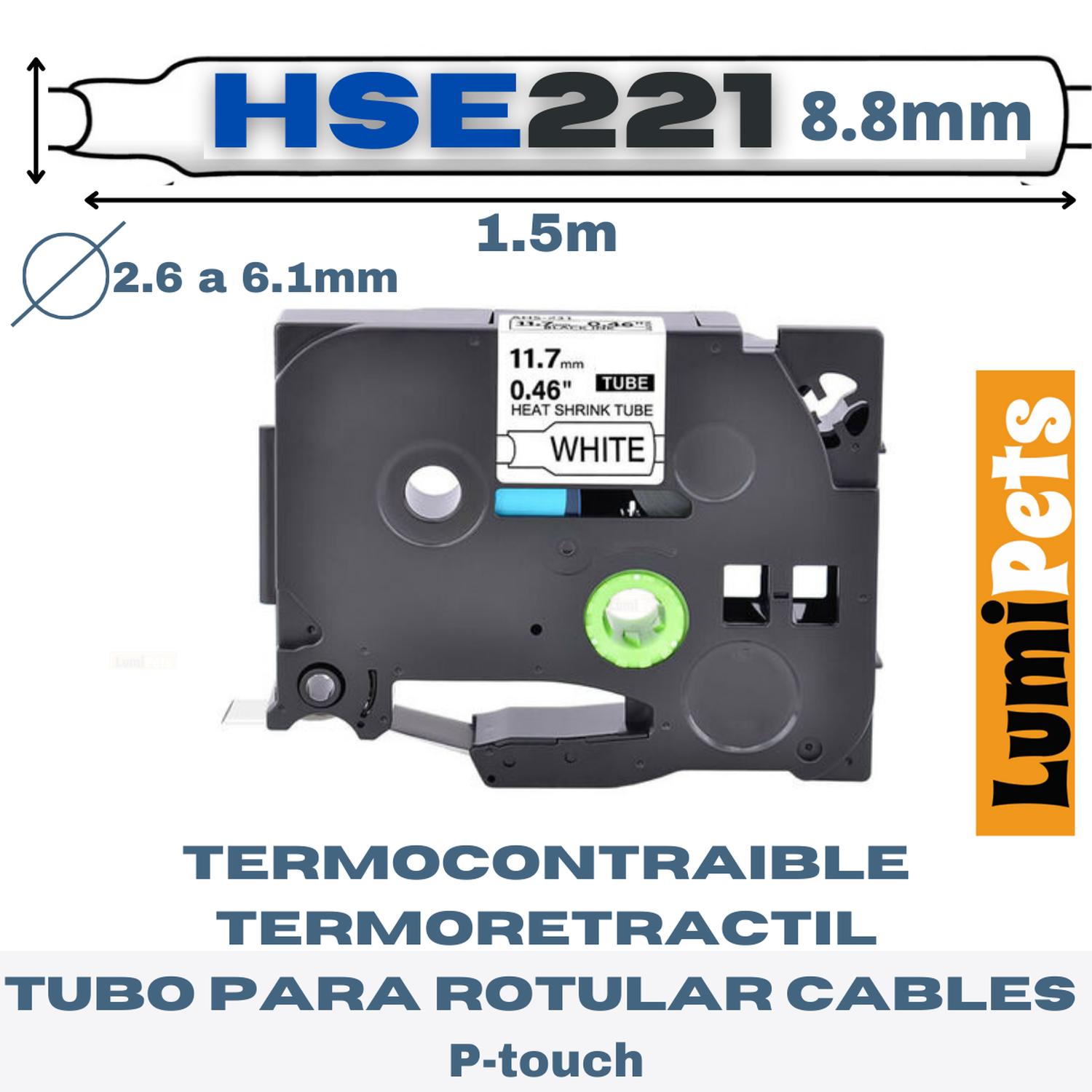 CINTA LUMIPETS TERMOCONTRAIBLE HSE-221 ALTERNATIVA BROTHER 8.8 MM BLANCA - 1