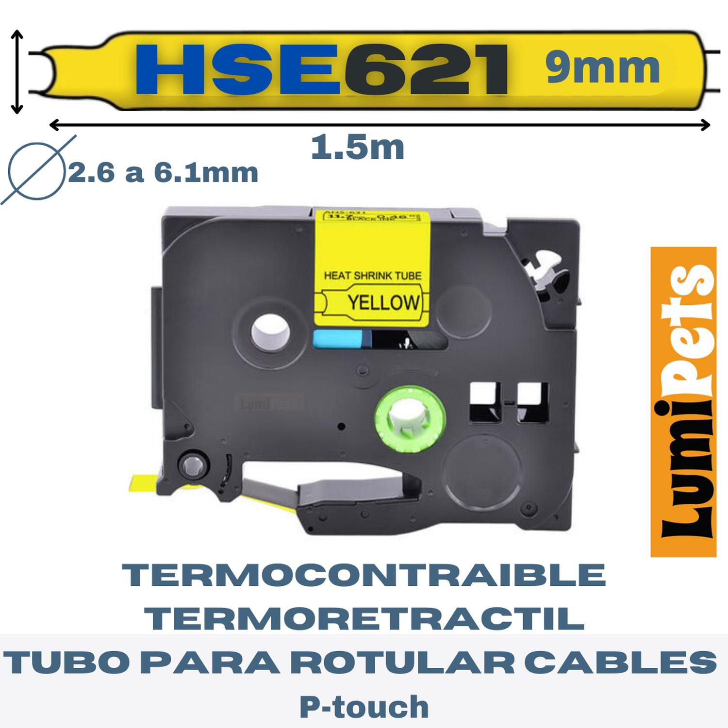 CINTA LUMIPETS TERMOCONTRAIBLE HSE-621 ALTERNATIVA BROTHER 8.8 MM AMARILLA - 1