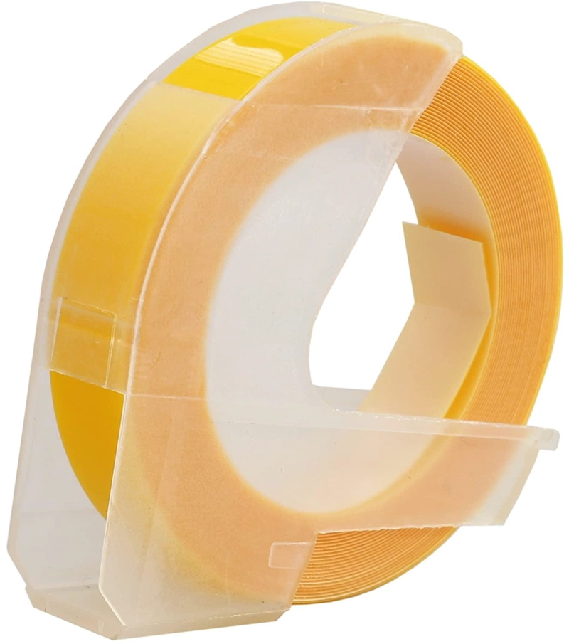 CINTA PVC TEXTO 3D PARA ETIQUETADORA DYMO, 9MM X 3M Amarillo