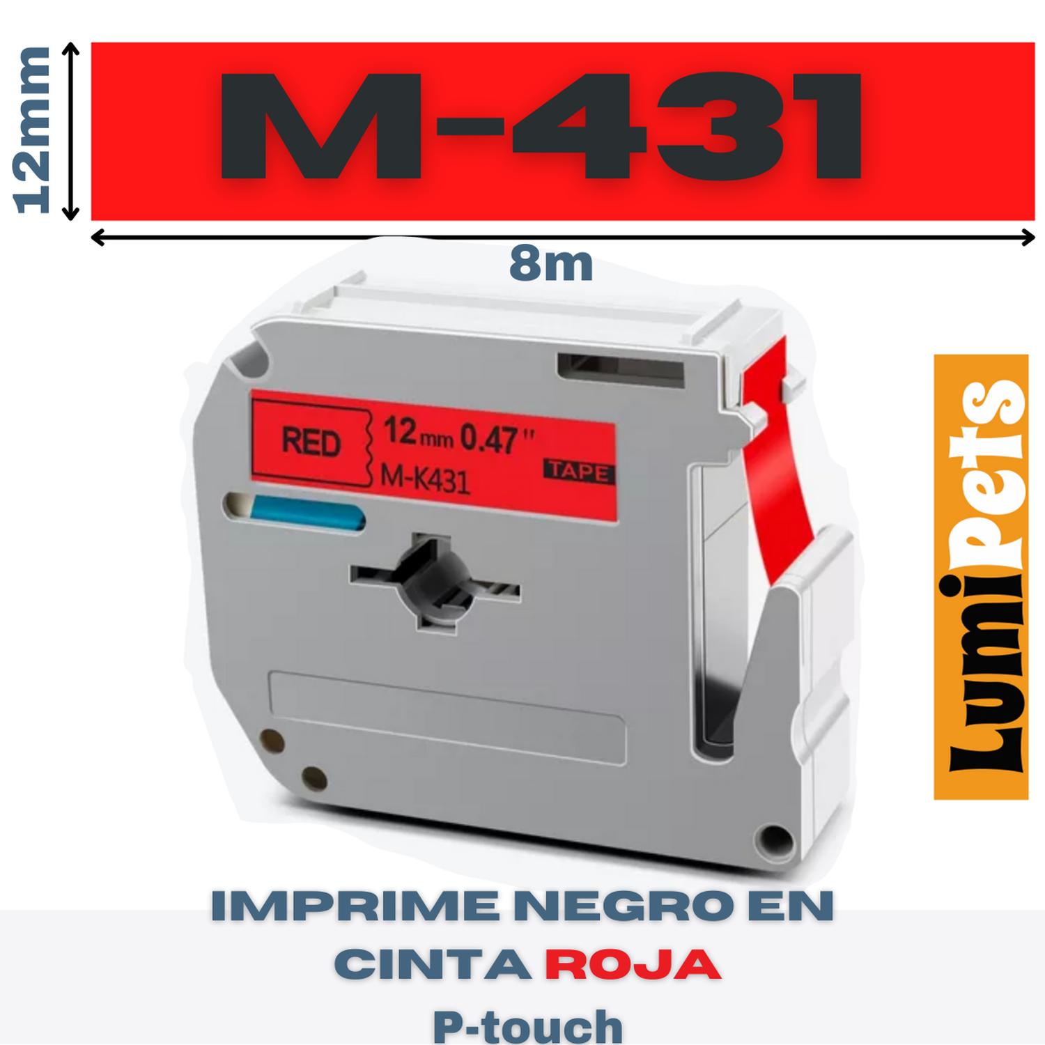 CINTA M-431 PARA ROTULADORA BROTHER MODELO PT, 12MM X 8M - 1