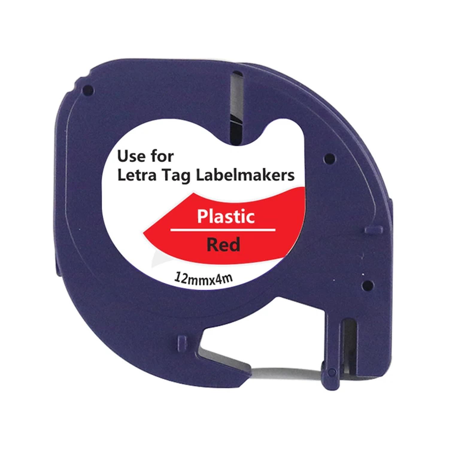 CINTA TIPO LETRATAG PARA ROTULADORA DYMO 12MM X 4M | ROJA 91333 - 1