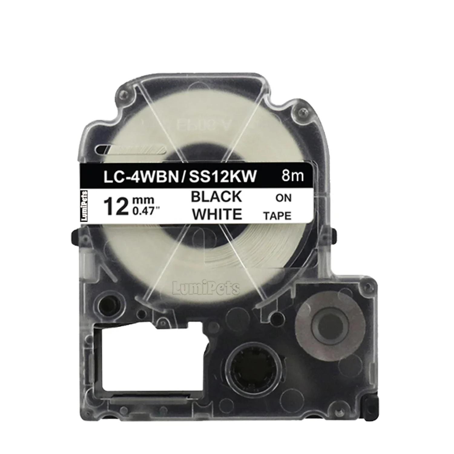 CINTA TIPO LK-4WBN PARA ROTULADORA EPSON 12MM X 8M BLANCA - 1