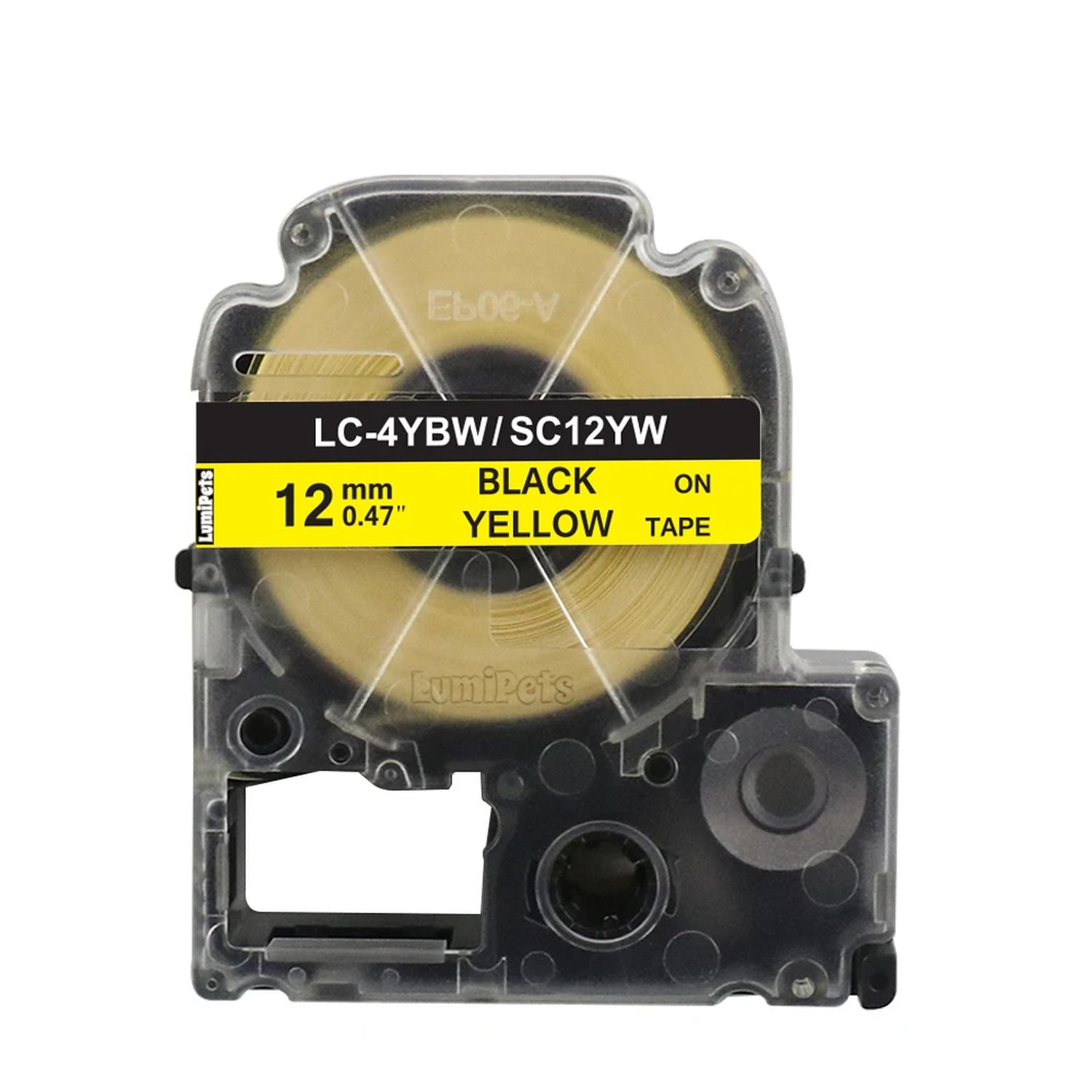 CINTA TIPO LK-4YBW PARA ROTULADORA EPSON 12MM X 8M AMARILLA - 1