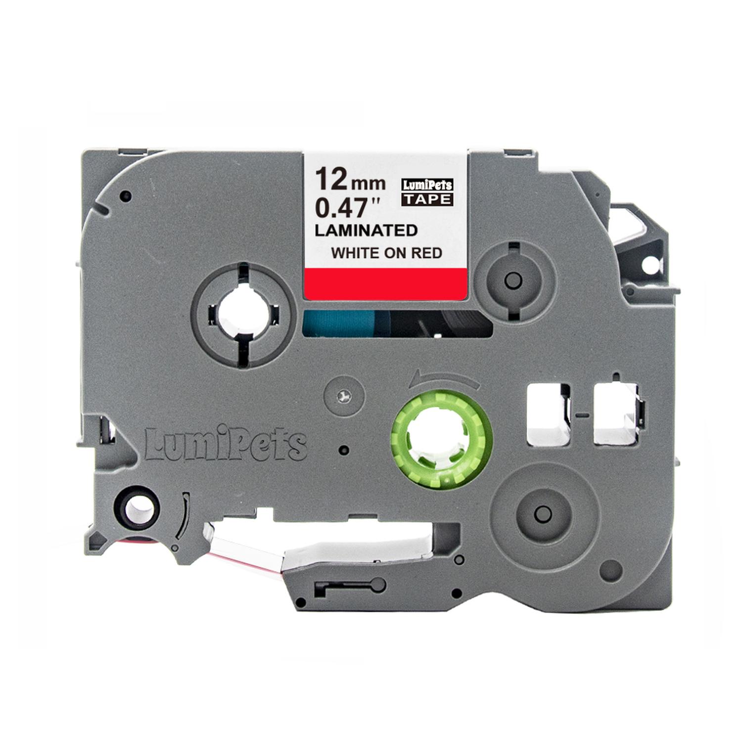 CINTA ALTERNATIVA BROTHER PT-H110 12MM X 8M VARIOS COLORES TAMAÑO 32E ROJA LETRA BLANCA - 1