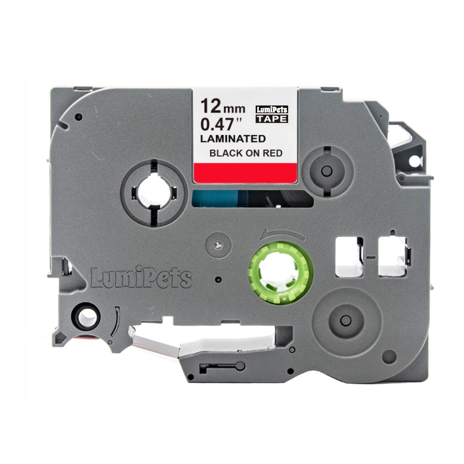 CINTA ALTERNATIVA BROTHER PT-H110 12MM X 8M VARIOS COLORES TAMAÑO 20 ROJA LETRA NEGRA - 1