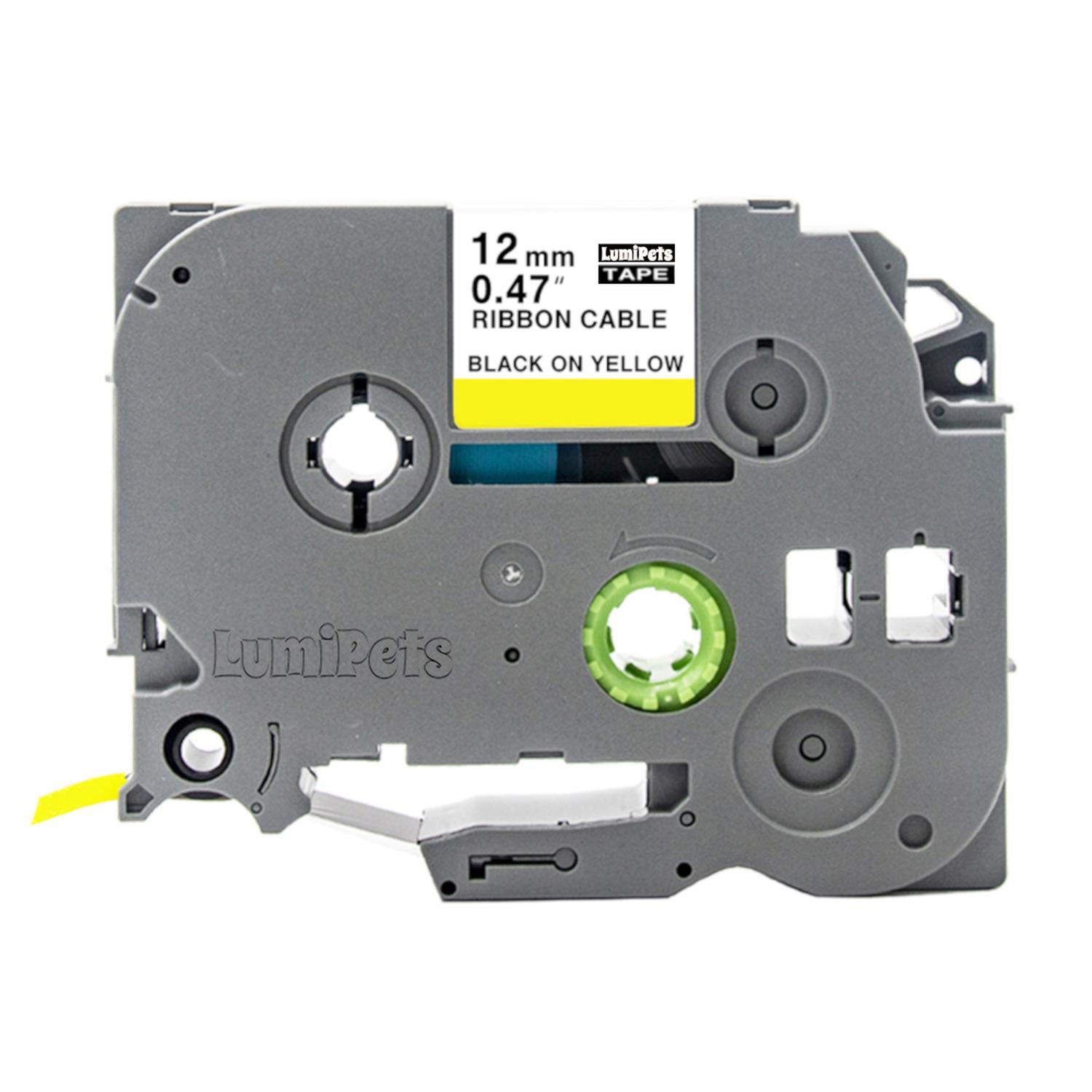 CINTA ALTERNATIVA BROTHER PT-H110 12MM X 8M VARIOS COLORES TAMAÑO 32E AMARILLA LETRA NEGRA - 1