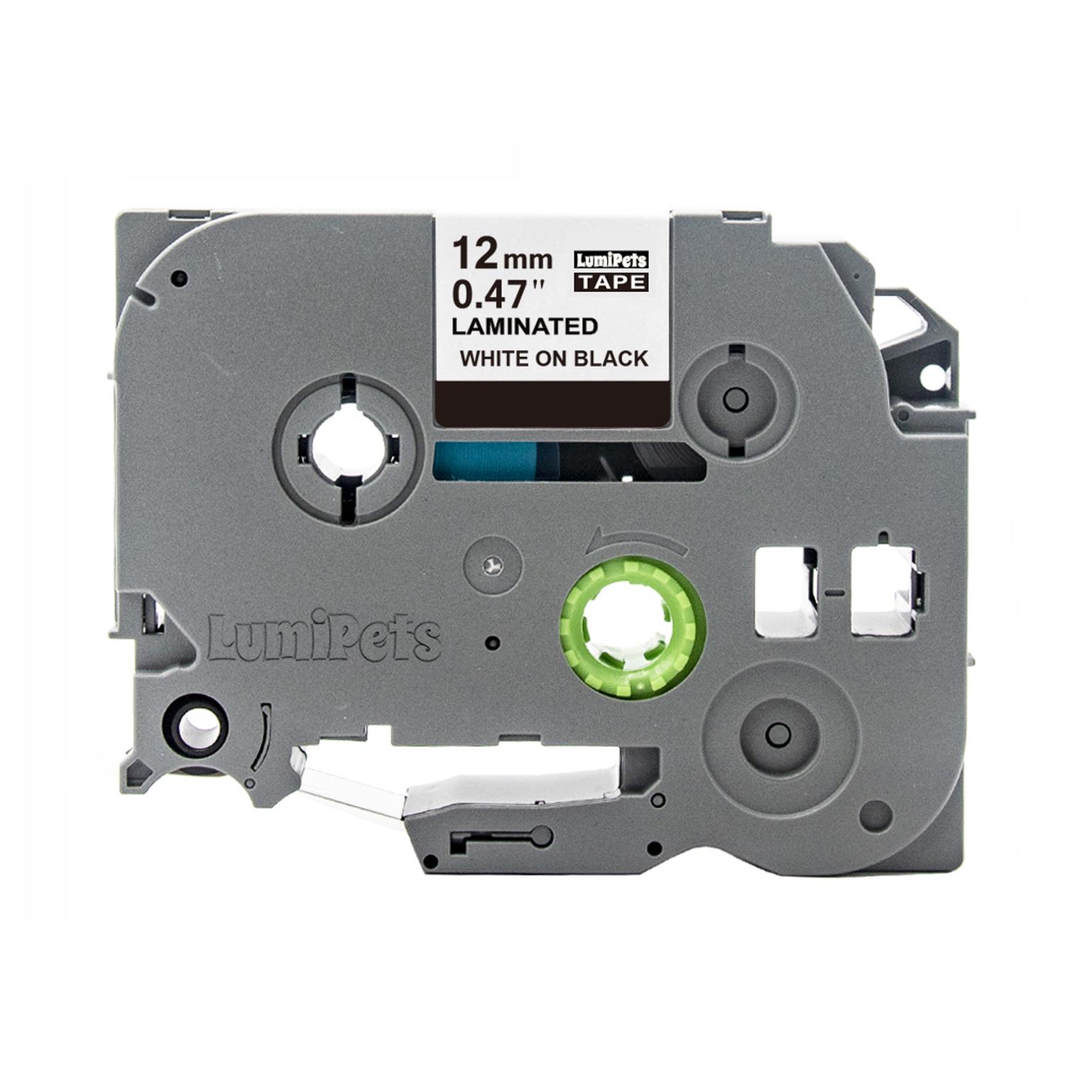 CINTA ALTERNATIVA BROTHER PT-H110 12MM X 8M VARIOS COLORES TAMAÑO 106 NEGRA LETRA BLANCA - 1