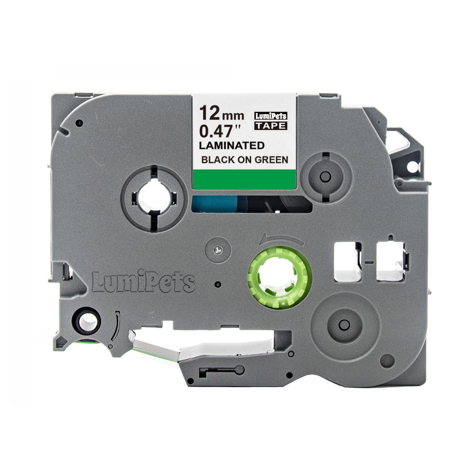 CINTA ALTERNATIVA BROTHER PT-H110 12MM X 8M VARIOS COLORES TAMAÑO 135F VERDE LETRA NEGRA - 1