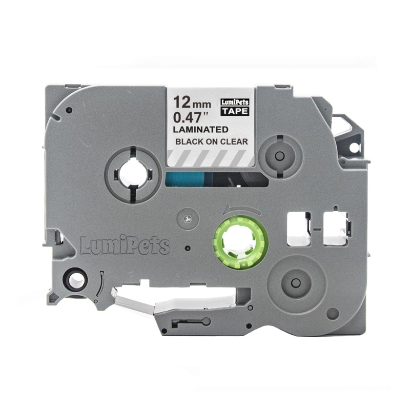 CINTA ALTERNATIVA BROTHER PT-H110 12MM X 8M VARIOS COLORES TRANSPARENTE MATE LETRA BLANCA - 1