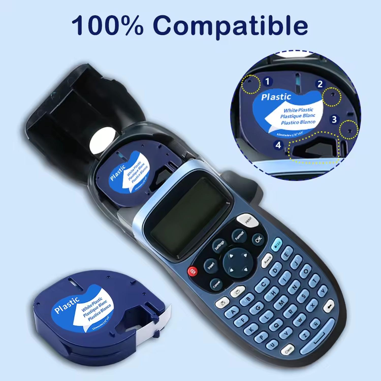 CINTA COMPATIBLE LETRATAG ROTULADORA DYMO 12MM PLASTICA TRANSPARENTE TEXTO NEGRO 16952 - 2