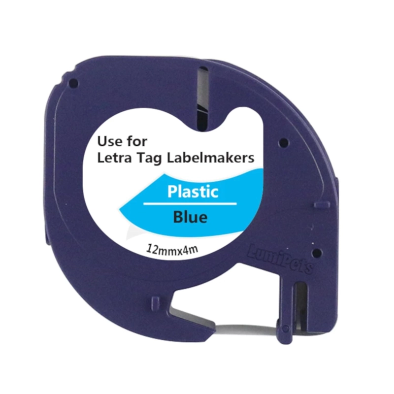 CINTA COMPATIBLE LETRATAG ROTULADORA DYMO 12MM PLASTICA AZUL TEXTO NEGRO 91335 - 1