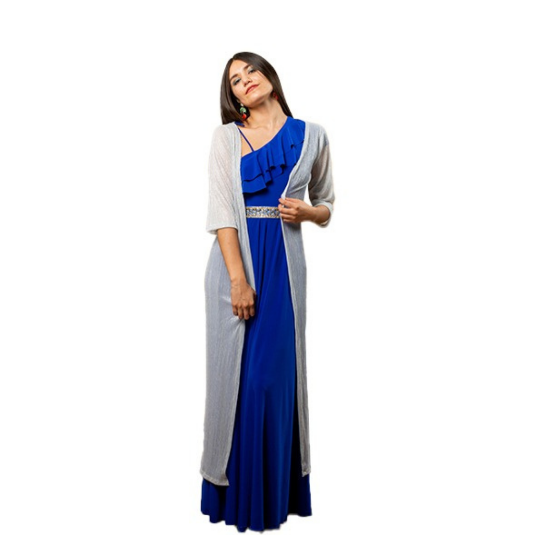 TAPADO BOLERO CHAL MUJER KADRIHEL PLATEADO IDEAL PARA FIESTA GALA COCTEL BODA T010 - 1