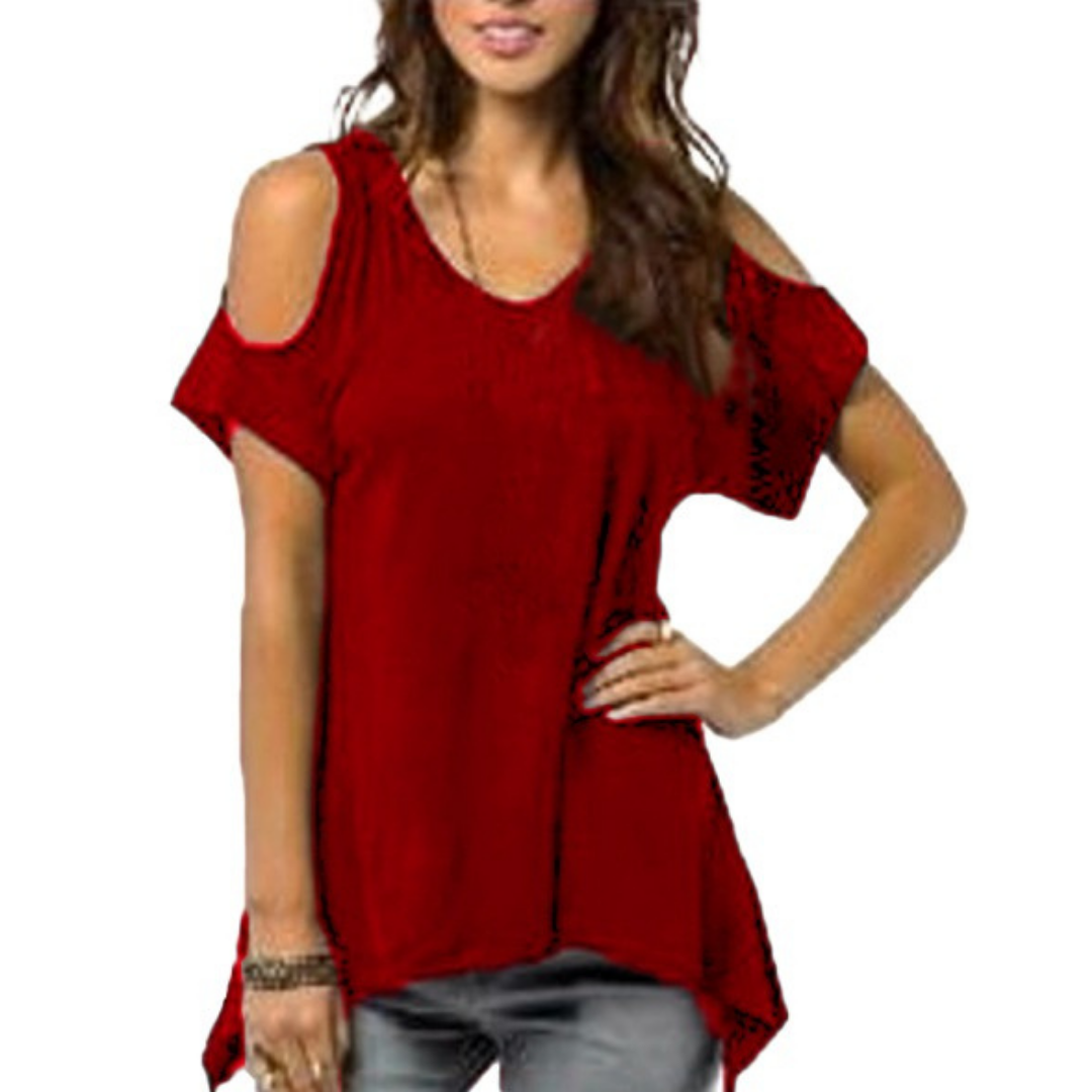 BLUSA MUJER KADRIHEL ROJO SUELTA CASUAL IDEAL PARA FIESTA COCTEL BODA T024 - 1