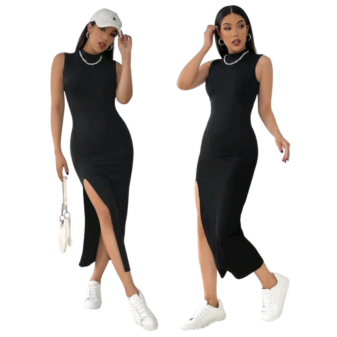 VESTIDO AJUSTADO MUJER KADRIHEL NEGRO I012 SIN MANGAS INVIERNO OTOÑO BUCANERAS - 1