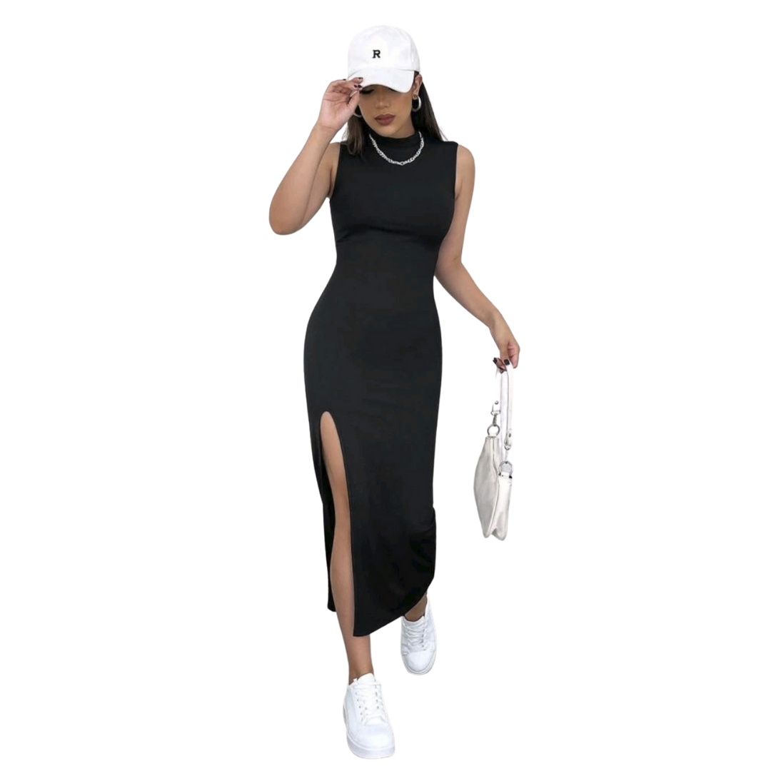 VESTIDO AJUSTADO MUJER KADRIHEL NEGRO I012 SIN MANGAS INVIERNO OTOÑO BUCANERAS - 2