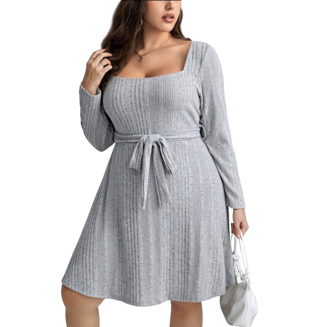 VESTIDO CORTO MUJER KADRIHEL GRIS CLARO I008 MANGA LARGA INVIERNO OTOÑO BUCANERAS - 1