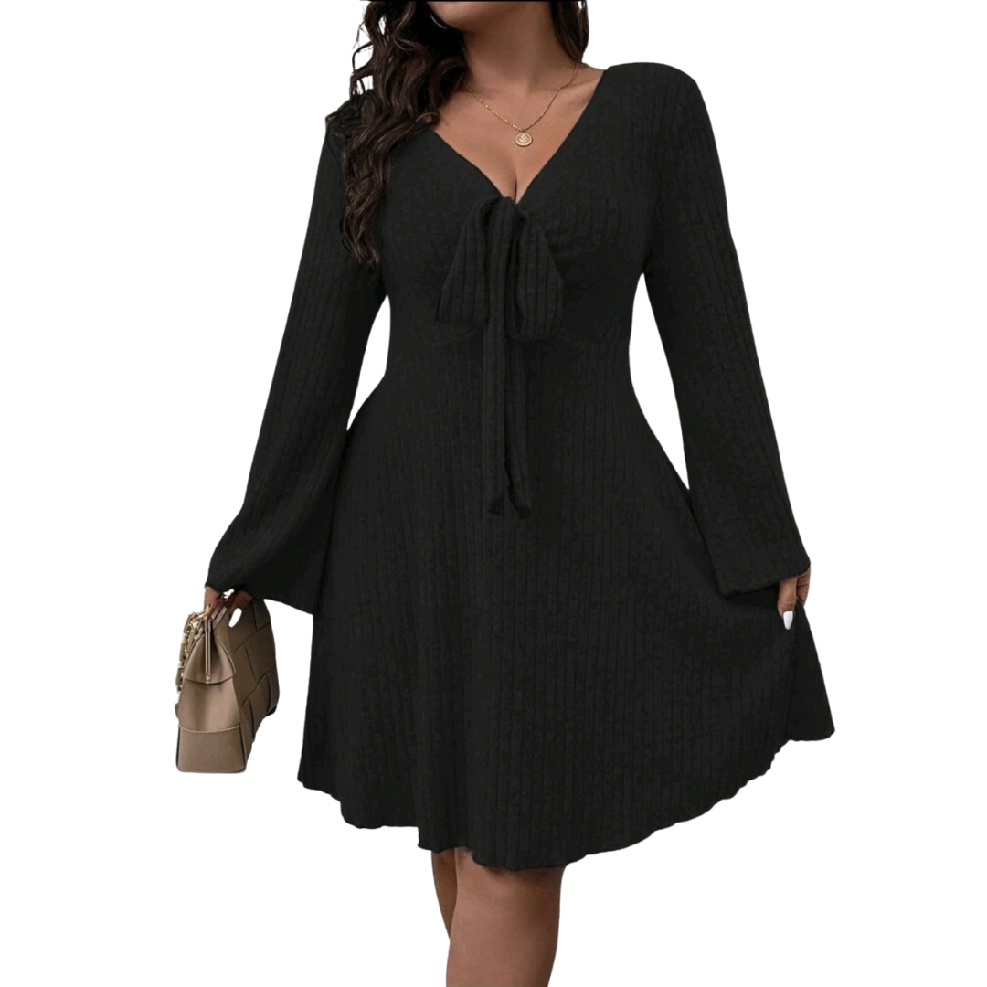 VESTIDO CORTO MUJER KADRIHEL NEGRO I007 MANGA LARGA INVIERNO OTOÑO BUCANERAS - 2