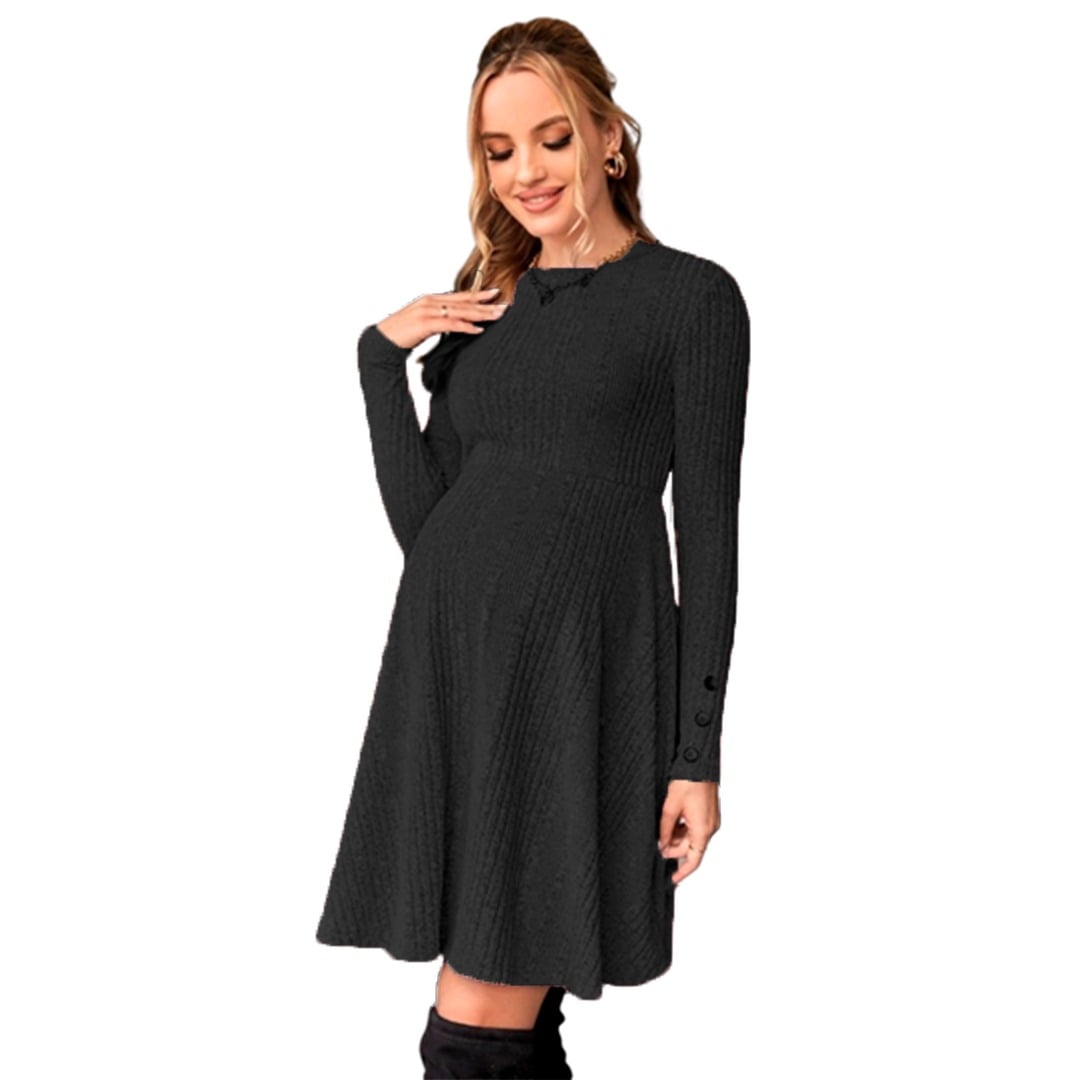 VESTIDO CORTO MUJER KADRIHEL GRIS CLARO I014 DE EMBARAZADA MANGA LARGA INVIERNO OTOÑO BUCANERAS - 1