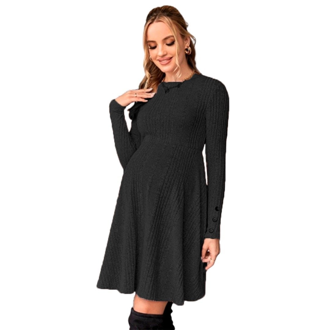 VESTIDO CORTO MUJER KADRIHEL GRIS CLARO I014 DE EMBARAZADA MANGA LARGA INVIERNO OTOÑO BUCANERAS - 1