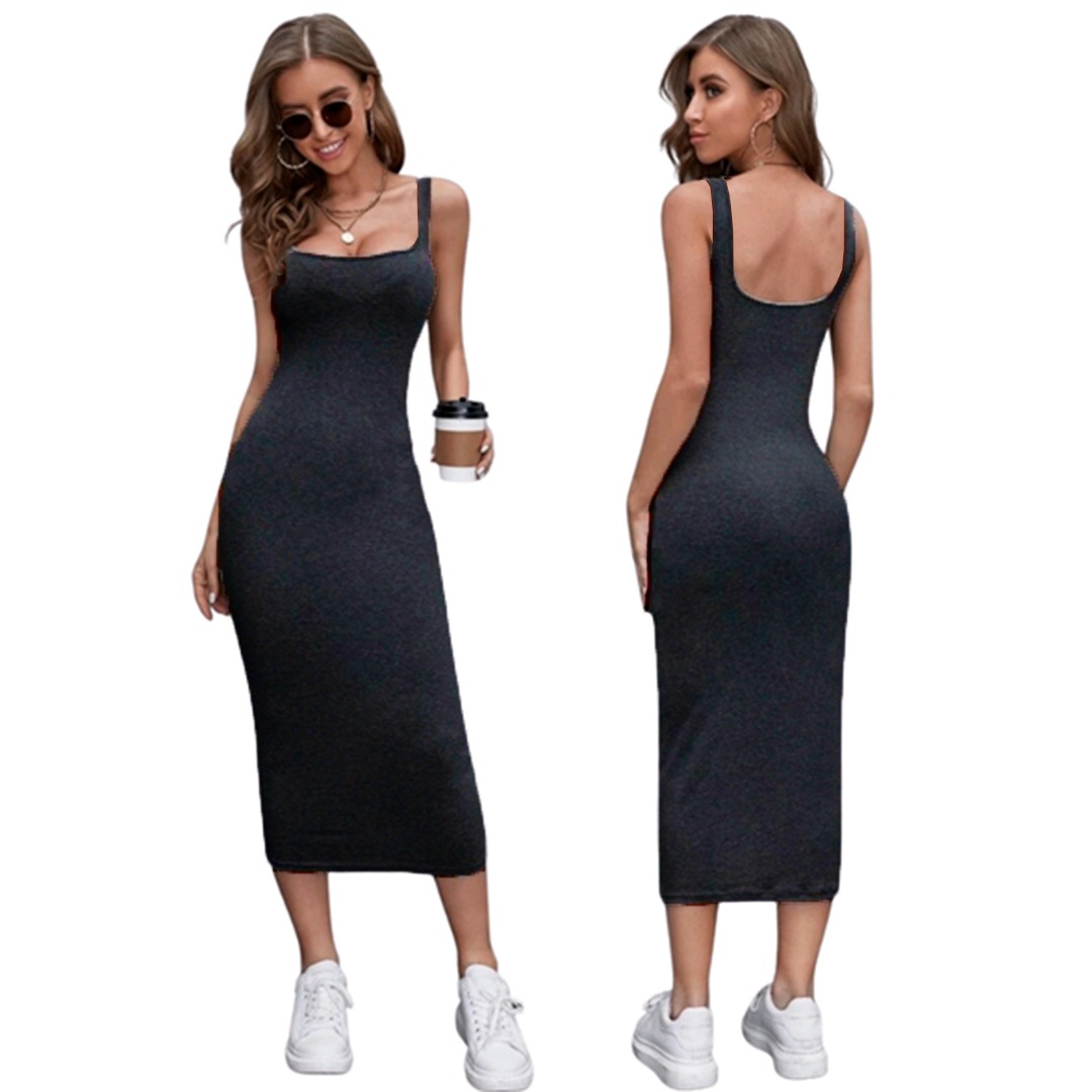 VESTIDO AJUSTADO MUJER KADRIHEL NEGRO I013 SIN MANGA INVIERNO OTOÑO BUCANERAS - 1
