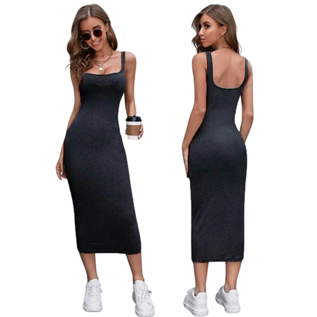 VESTIDO AJUSTADO MUJER KADRIHEL NEGRO I013 SIN MANGA INVIERNO OTOÑO BUCANERAS - 1