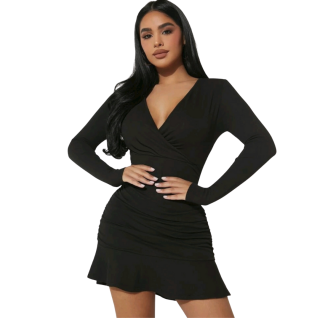 VESTIDO AJUSTADO MUJER KADRIHEL GRIS CLARO I020 BLUSA CRUZADA INVIERNO OTOÑO BUCANERAS - 1