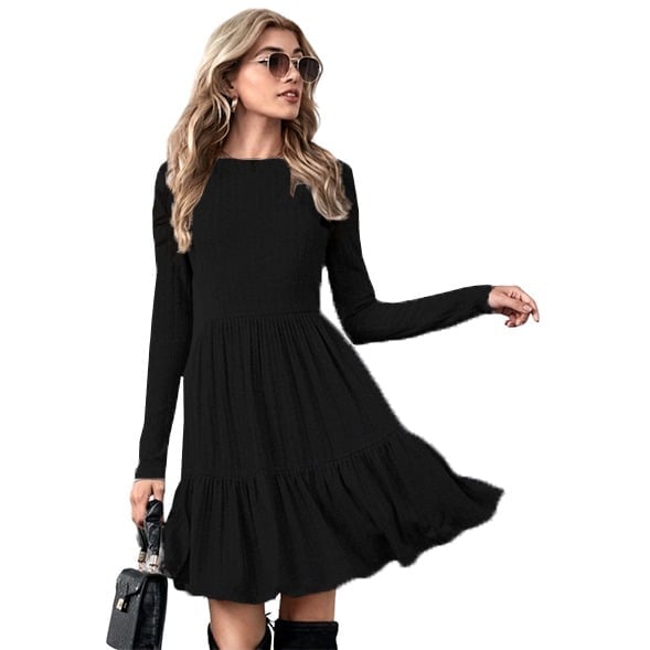 VESTODO CORTO MUJER KADRIHEL NEGRO I028 SEMI-ACAMPANADO IDEAL PARA OTOÑO INVIERNO - 1