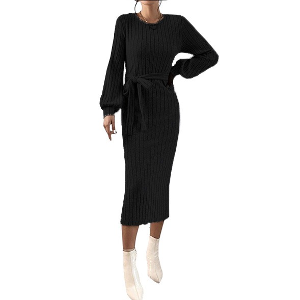 VESTIDO AJUSTADO MUJER KADRIHEL NEGRO I031 MANGA LARGA INVIERNO OTOÑO BUCANERAS - 1
