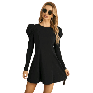 VESTIDO CORTO MUJER KADRIHEL NEGRO I030 MANGA LARGA INVIERNO OTOÑO BUCANERAS - 1