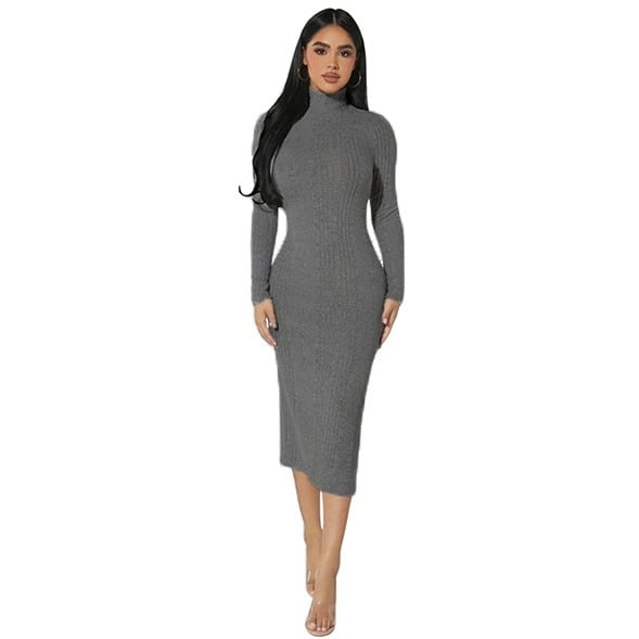 VESTIDO AJUSTADO MUJER KADRIHEL NEGRO I026 MANGA LARGA INVIERNO OTOÑO BUCANERAS - 1